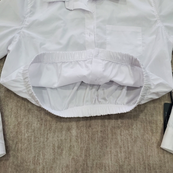 White Cropped Button-Up Shirt - Picture 2 of 6
